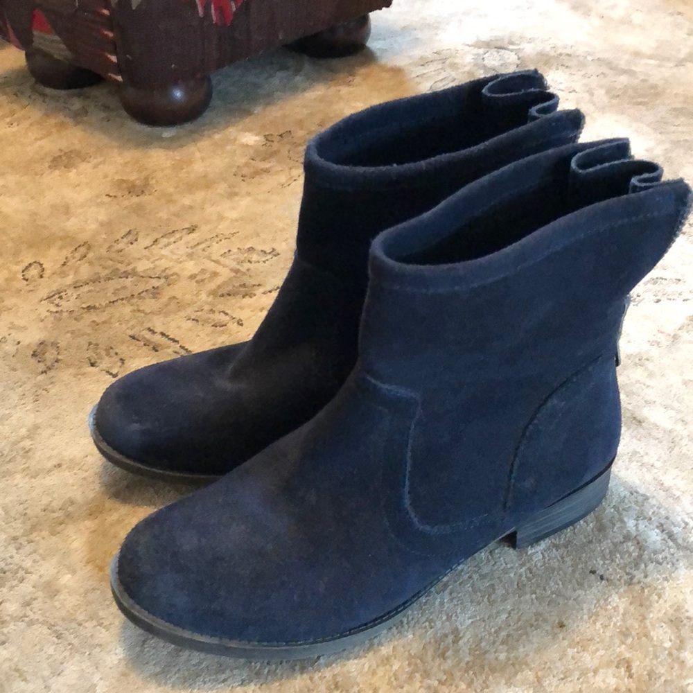 Navy suede ankle boots